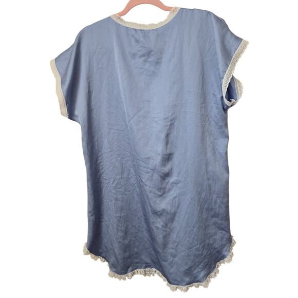 VTG Pinehurst Lingerie Nightgown Nighty Negligee Large Lace Bow Blue - Picture 2 of 6